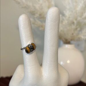 Sterling Silver and Double Tigers Eye Women’s Ring
